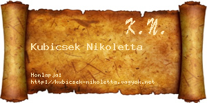 Kubicsek Nikoletta névjegykártya